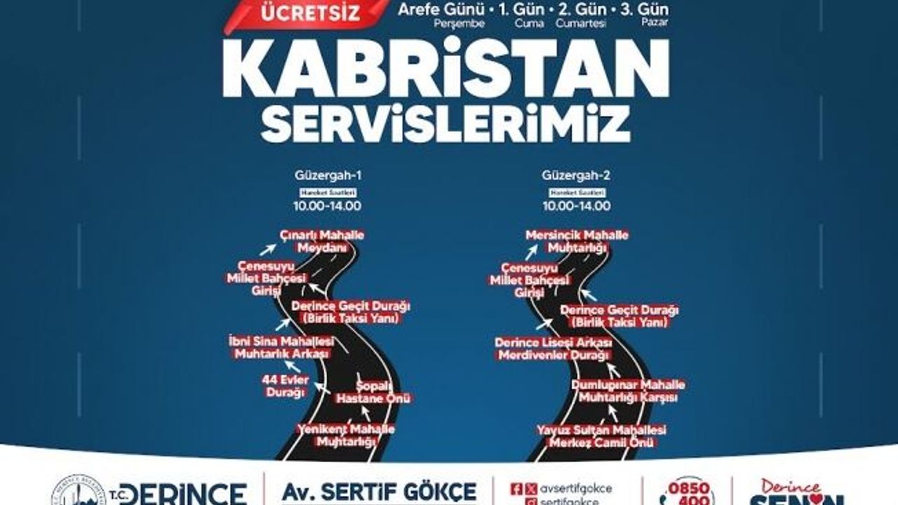 Derince'de Bayramda mezarlıklara ücretsiz ulaşım