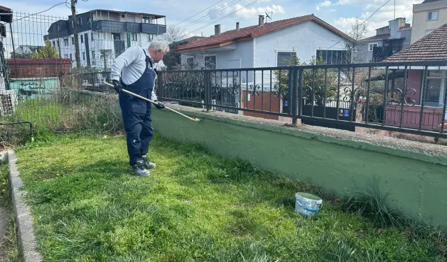 Çayırova'daki parkların duvarlarında bakım çalışması