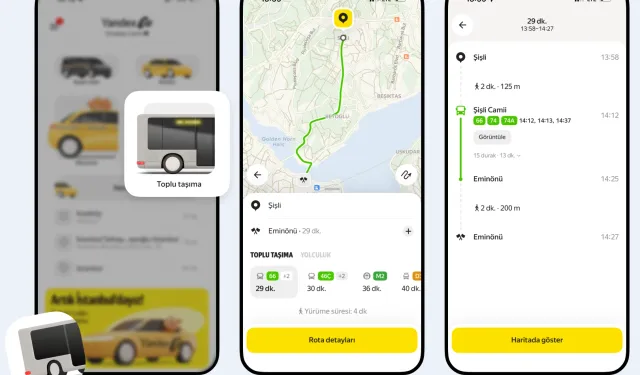 Yandex Go'ya toplu taşıma planlama özelliği