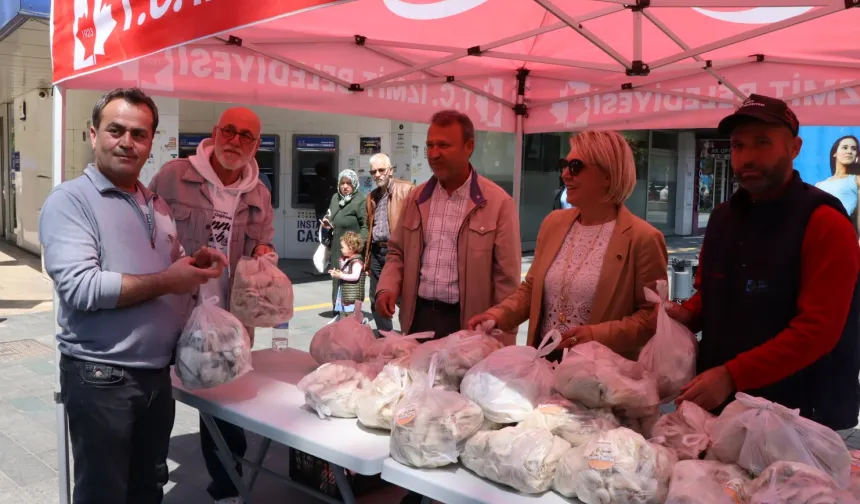 İzmit'te ücretsiz istiridye mantarları dağıtıldı