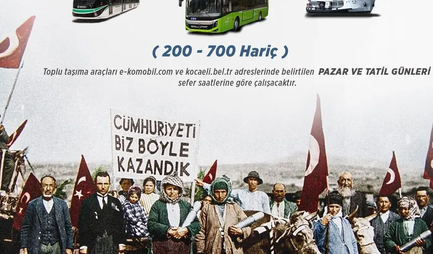 Kocaeli'de 29 Ekim'de toplu ulaşım ücretsiz